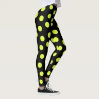 Tennis Ball Pattern on Black Leggings