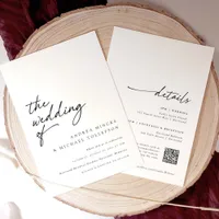 Modern Handwriting Elegant All in One Wedding Invitation