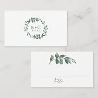 Elegant Greenery Watercolor Wedding Place Card