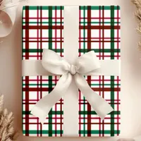 Festive Red and Green Christmas Plaid Pattern Wrapping Paper