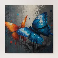 Butterfly Duo: Vivid Orange and Blue  Jigsaw Puzzle