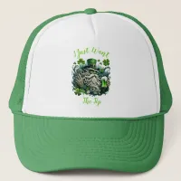 Whimsical Leprechaun Savoring A Cold One Trucker Hat