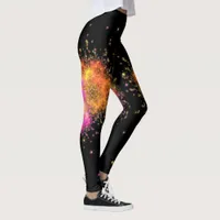 Modern fractal in pink and black  leggings