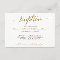 Elegant Wedding Reception Card | Gold Typography