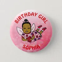 Personalized Pretty Fairy Birthday Girl Button