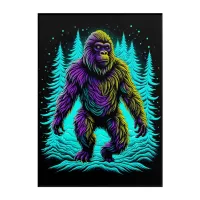 Sasquatch Bigfoot in Teal and Black Acrylic Print