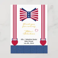 Red White Blue 4th July Baby Shower Thank You Card