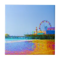 Funky Pixels Santa Monica Pier Ceramic Tile