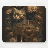 Gothic Steampunk Gold Cat Mouse Pad