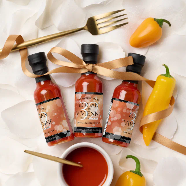 Elegant 32nd Bronze Wedding Anniversary Hot Sauces