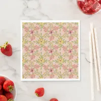 Pink Botanical Floral Spring Flowers Pretty Party Napkins