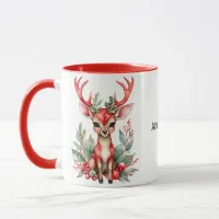 Christmas Deer with Holly Mug