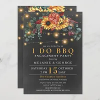 String Lights Sunflowers I DO BBQ Couples Shower   Invitation