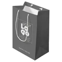 Medium Company Logo Grey Paper Shopping Bag