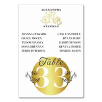 Luxury Romantic Flourish Calligraphy Wedding Gold Table Number