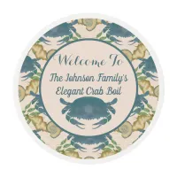 Elegant Crab Feast-Watercolor Blue Crabs, Seashell Edible Frosting Rounds