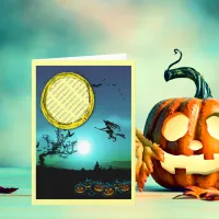 Halloween Witch, Jack o' Lanterns, Photo Frame Card