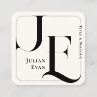 Retro Creamy White Monogram Business Card