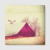 Red Barn in Winter Magnet