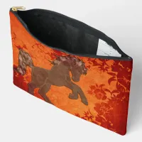 Majestic Horse in Asian Floral Tapestry Accessory Pouch