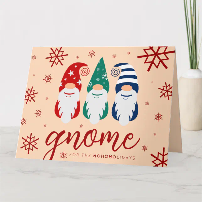 Hygge Christmas Gnome for the Holidays Snowflakes Card