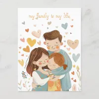 Kawaii Family of Three Postcard