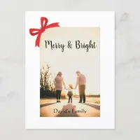 Merry and Bright modern christmas minimal clean Holiday Postcard