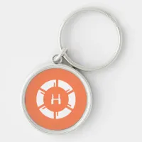 Futuristic SciFi Circle With Custom Monogram Coral Keychain