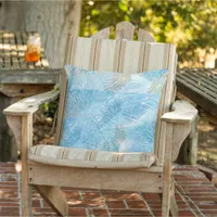 Tropical Palm leaf botanical coastal beach Outdoor Pillow