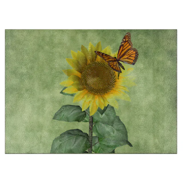 Pretty Sunflower and Butterfly Cutting Board