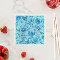 Opulent rose design in turquoise                   napkins