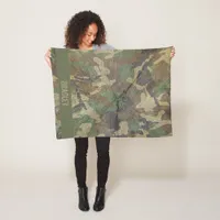 Camouflage Wood Effect Hunting and Fishing Camo Fleece Blanket