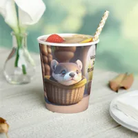 Cute otter baby in a basket - custom kids  paper cups