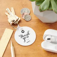 Minimalist Black White Wedding Thank You Monogram Keychain