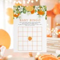 Orange Citrus Little Cutie Baby Shower Bingo Game Invitation