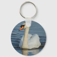 Elegant Mute Swan Waterbird on the Lake  Keychain