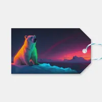 Silent Majesty: Polar Bear Under Northern Lights Gift Tags