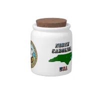 North Carolina Map and Text Candy Jar