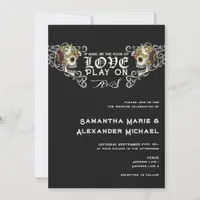 Til Death Gothic Glam Skull Black Floral Wedding Invitation