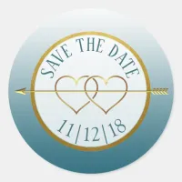 Slate Blue & Gold Gradient  Save the Date Stickers