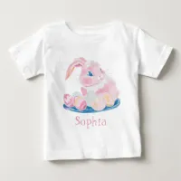 Cute Pink Bunny With Easter Eggs Daughter Girls Baby T-Shirt