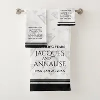 Elegant 75th Diamond Wedding Anniversary Bath Towel Set