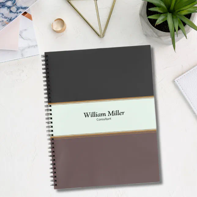 Modern Minimalist Black Brown Stripes Notebook