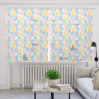 Pastel Stripe Beach Huts Pattern Sheer Curtains