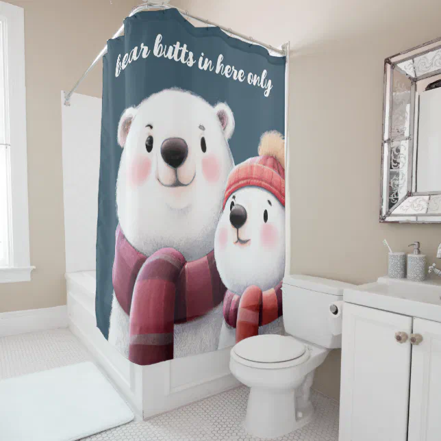 Cute Polar Bear Cubs Wearing Scarves Shower Curtain