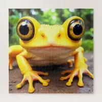 Funny Cute Yellow Frog Jigsaw Puzzle