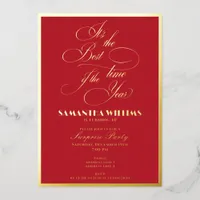 Best Time of the Year Red Elegant Any Age Birthday Foil Invitation