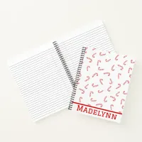 Personalized Candy Cane Christmas Notebook