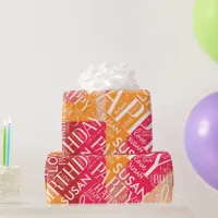 Birthday Add Medium Length Name Orange ID274 Wrapping Paper