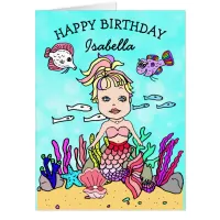 Jumbo Sized Mermaid Happy Birrthday Personalized Card